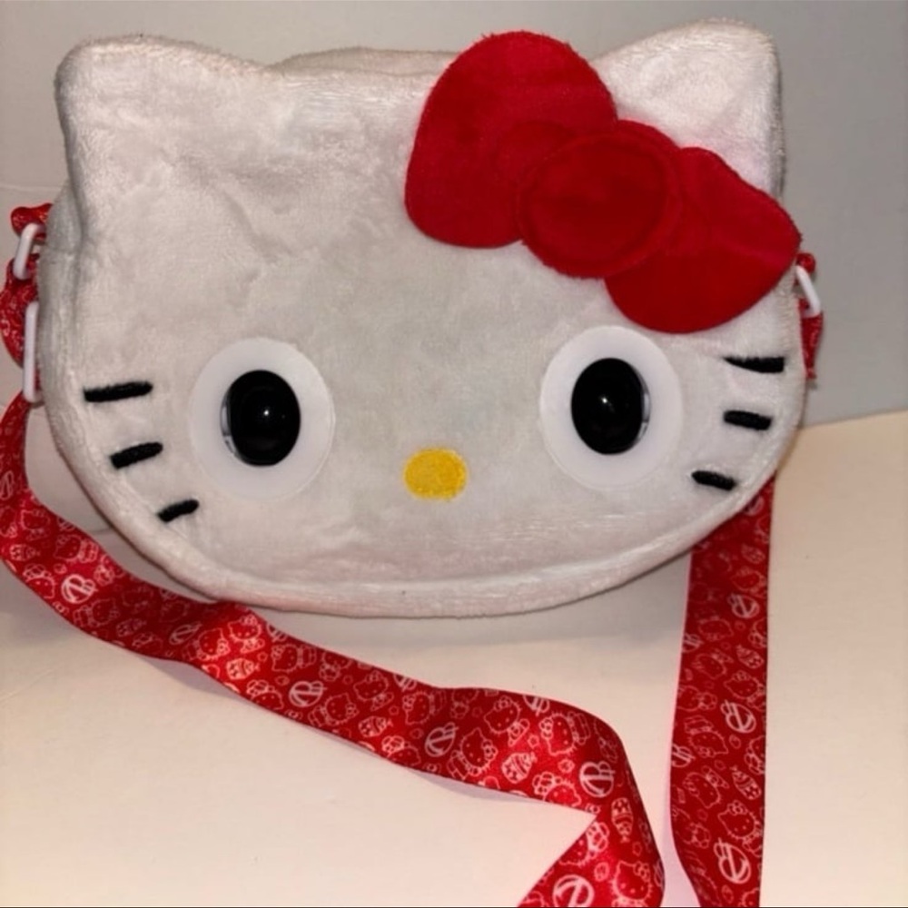 Hello Kitty Plush Crossbody Bag - White and Red interactive bag
